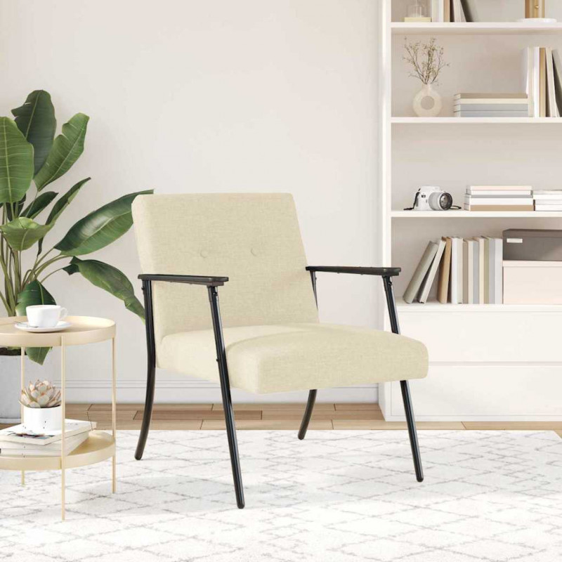 fotel Kremowy 59 x 75 x 78 cm tkanina