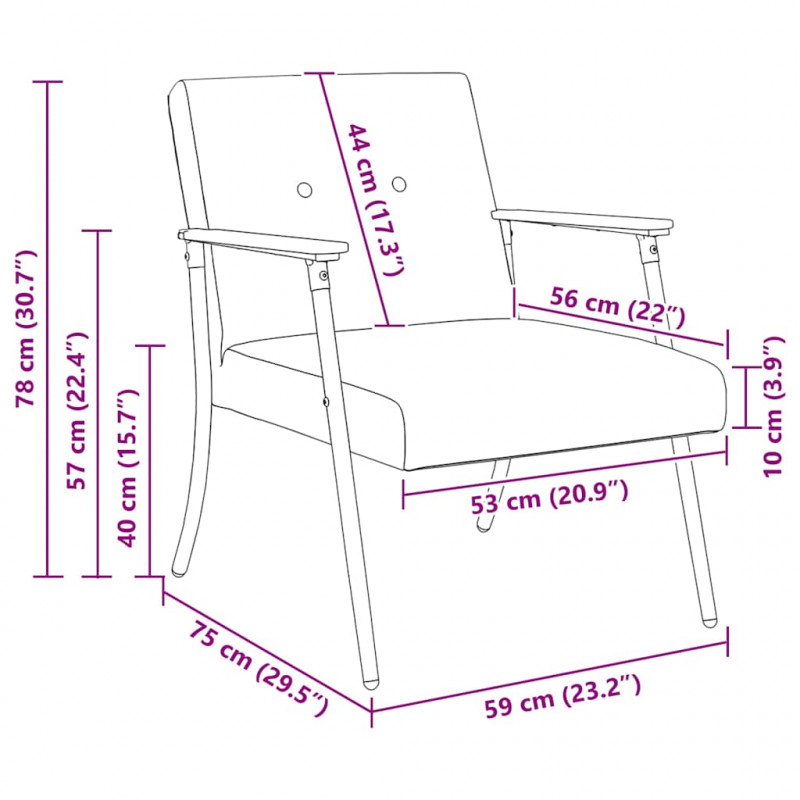 fotel Kremowy 59 x 75 x 78 cm tkanina