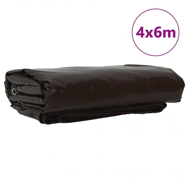 Plandeka 650g / m² Brązowy 4 x 6 m Płótno z powłoką PVC