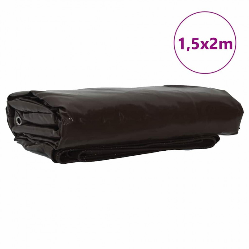Plandeka 650g / m² Brązowy 1,5 x 2 m Płótno z powłoką PVC