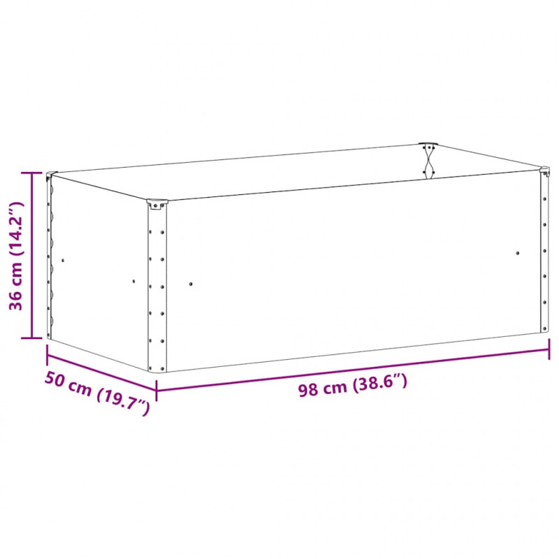 Podniesiona rabata ogrodowa 98 x 50 x 36 cm Stal Galwanizowana