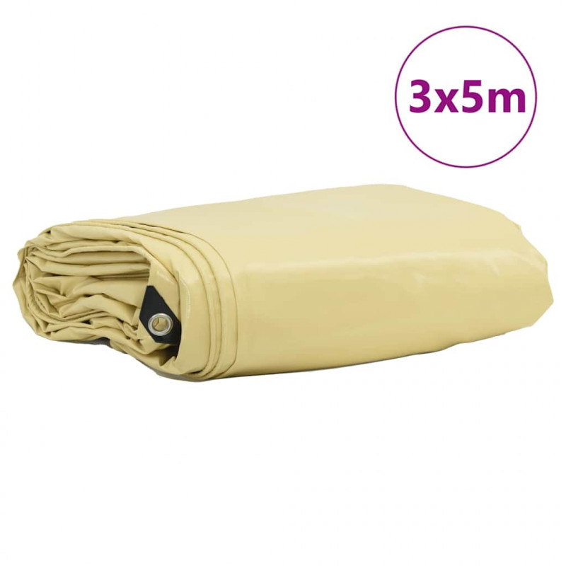 Plandeka 650g / m² Beżowy 3 x 5 m Płótno z powłoką PVC