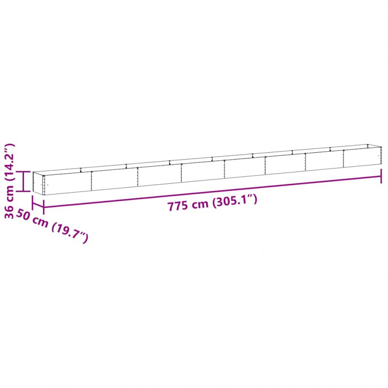 Podniesiona rabata ogrodowa 775 x 50 x 36 cm Stal Galwanizowana