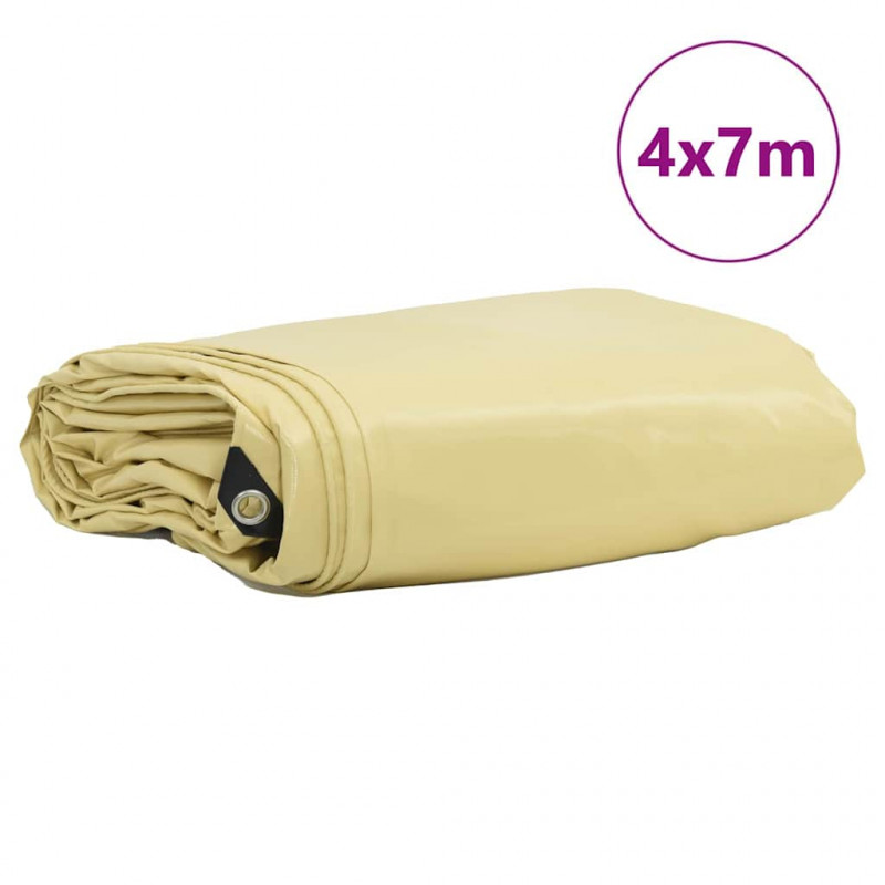Plandeka 650g / m² Beżowy 4 x 7 m Płótno z powłoką PVC