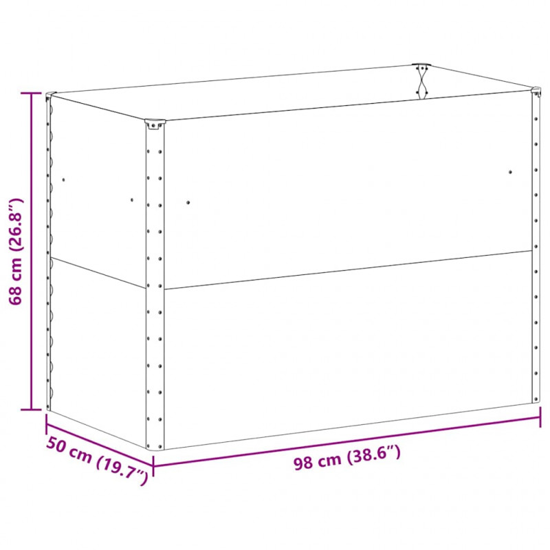 Podniesiona rabata ogrodowa 98 x 50 x 68 cm Stal Galwanizowana