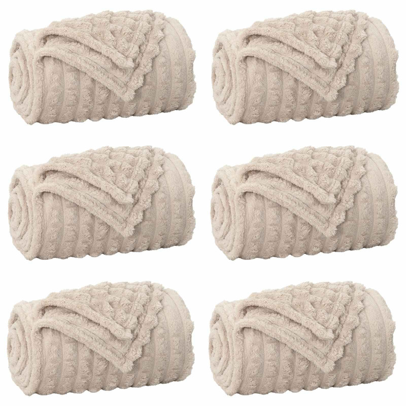 Koce narzutowe 6 pcs Beżowy 200 x 150 cm Polar