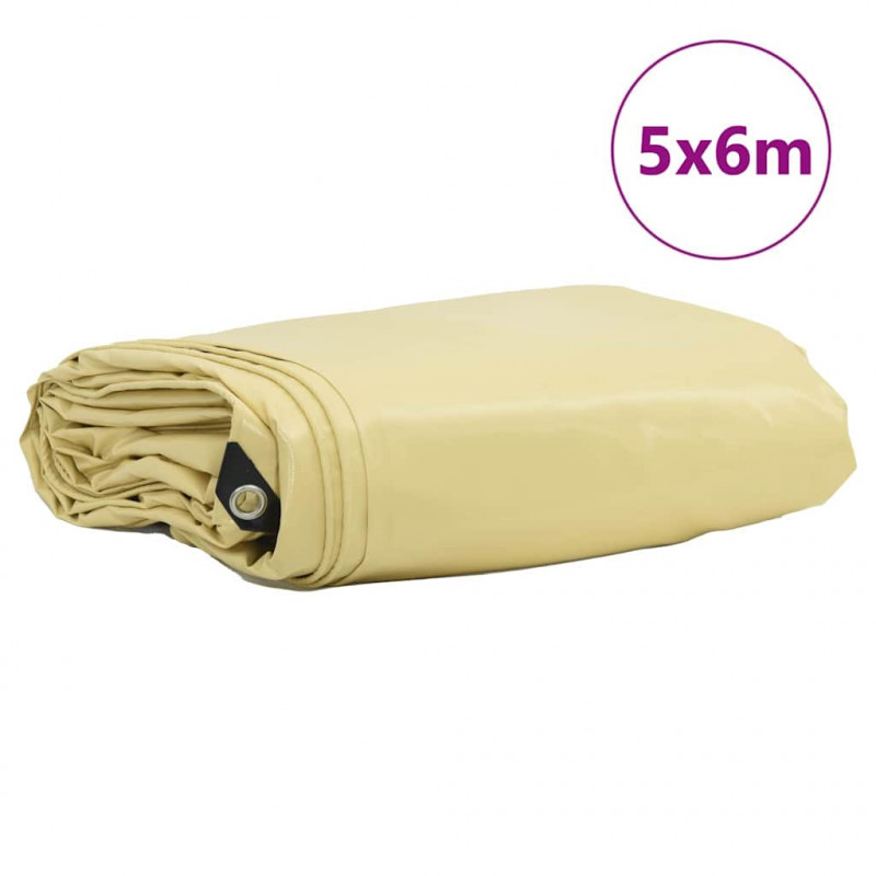 Plandeka 650g / m² Beżowy 5 x 6 m Płótno z powłoką PVC