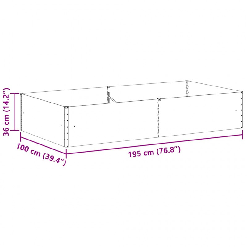 Podniesiona rabata ogrodowa 195 x 100 x 36 cm
