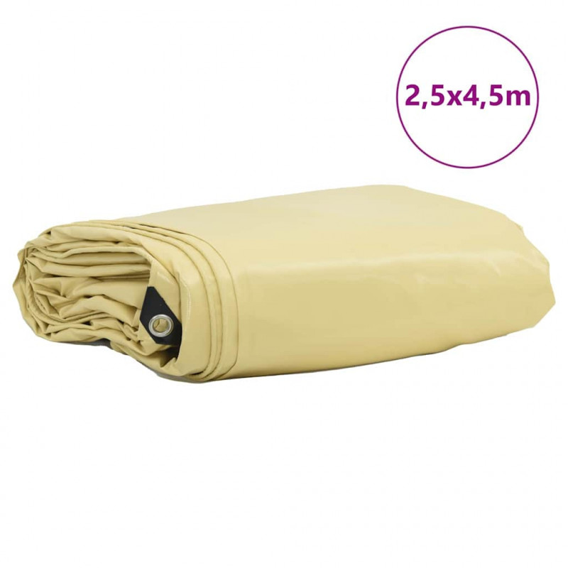 Plandeka 650g / m² Beżowy 2,5 x 4,5 m Płótno z powłoką PVC