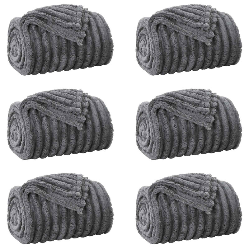 Koce narzutowe 6 pcs Ciemnoszary 200 x 150 cm Polar