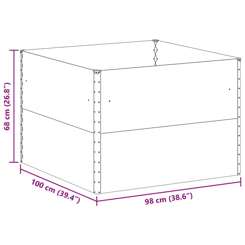 Podniesiona rabata ogrodowa 98 x 100 x 68 cm Stal Galwanizowana