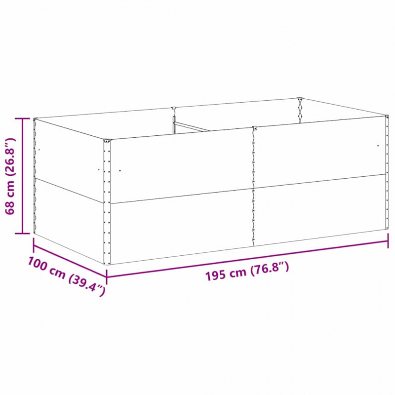 Podniesiona rabata ogrodowa 195 x 100 x 68 cm