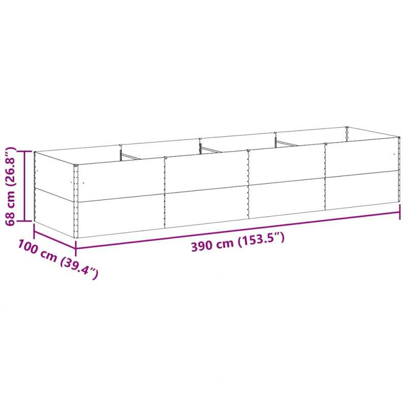 Podniesiona rabata ogrodowa 390 x 100 x 68 cm