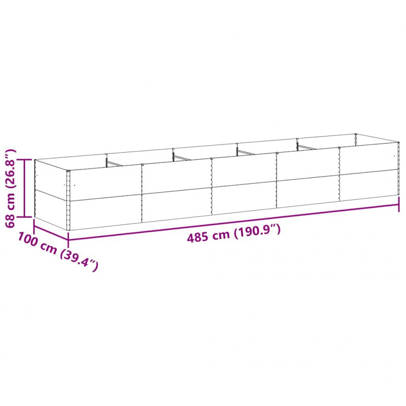 Podniesiona rabata ogrodowa 485 x 100 x 68 cm