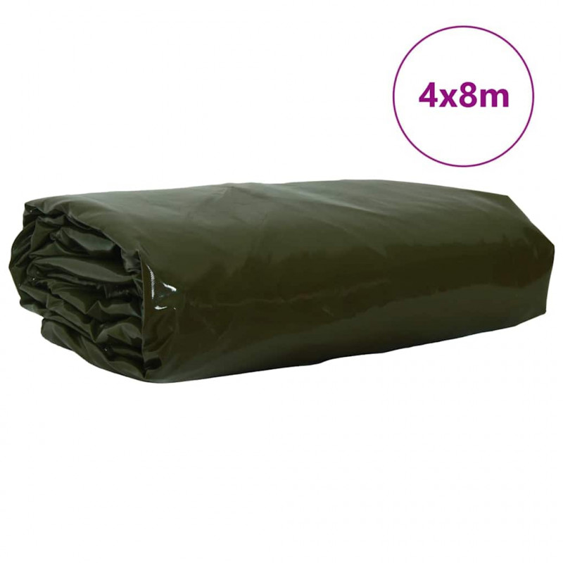 Plandeka 650g / m² Zielony oliwkowy 4 x 8 m Płótno z powłoką PVC
