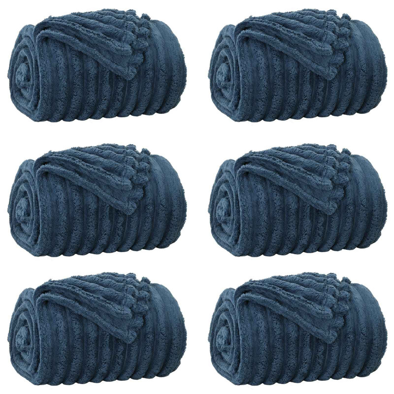 Koce narzutowe 6 pcs Granatowy 270 x 240 cm Polar