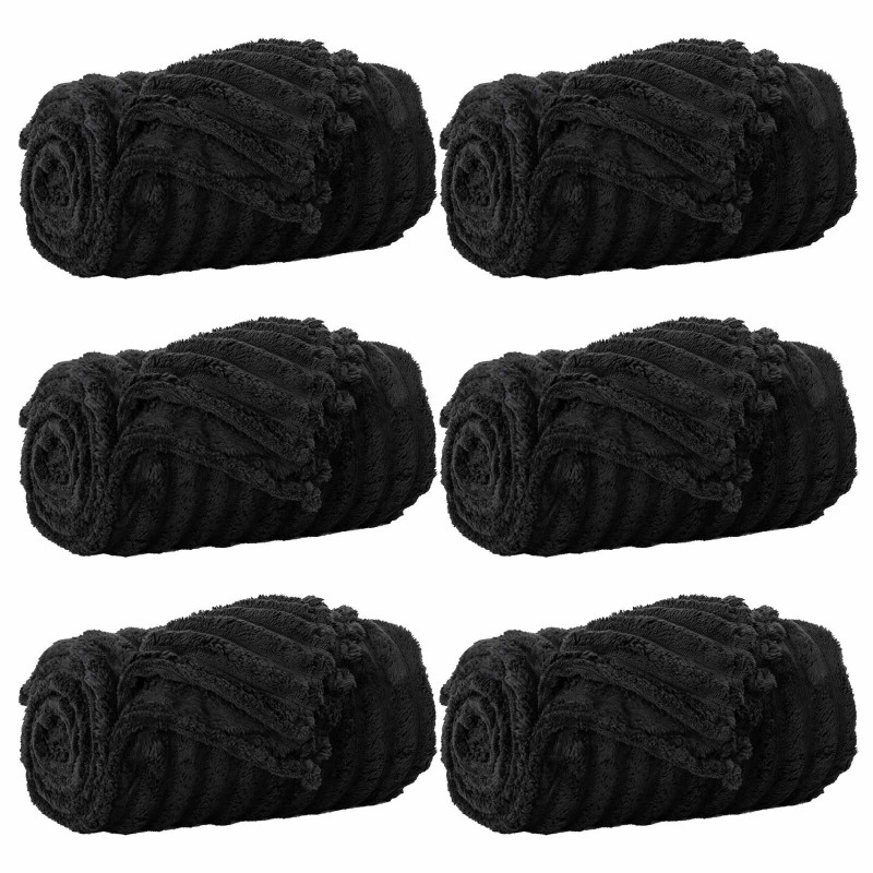 Koce narzutowe 6 pcs Czarny 200 x 150 cm Polar