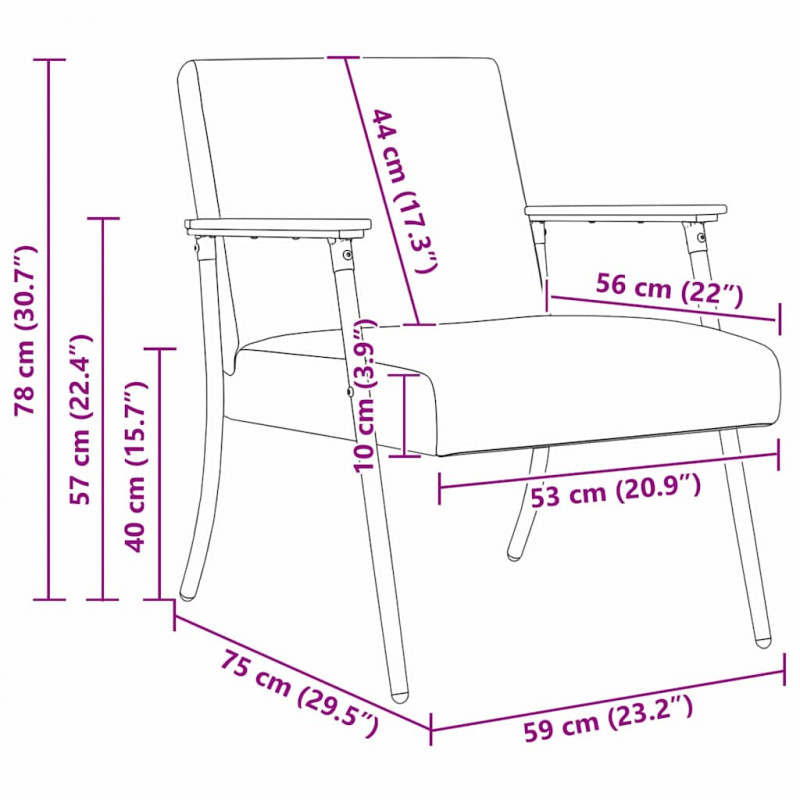 fotel Czerwone wino 59 x 75 x 78 cm tkanina