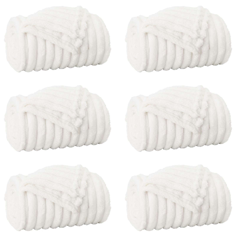 Koce narzutowe 6 pcs Biały 150 x 130 cm Polar