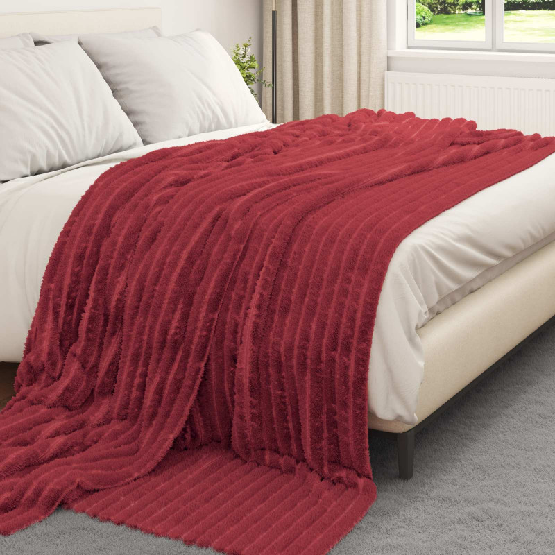 Koce narzutowe 6 pcs Bordeaux Czerwony 270 x 240 cm Polar