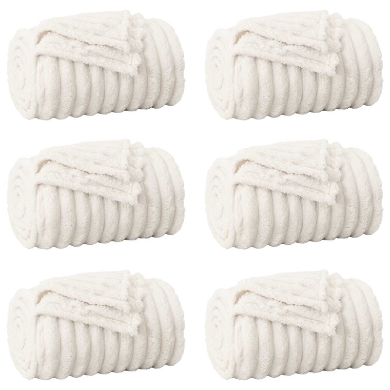 Koce narzutowe 6 pcs Kremowy 240 x 220 cm Polar