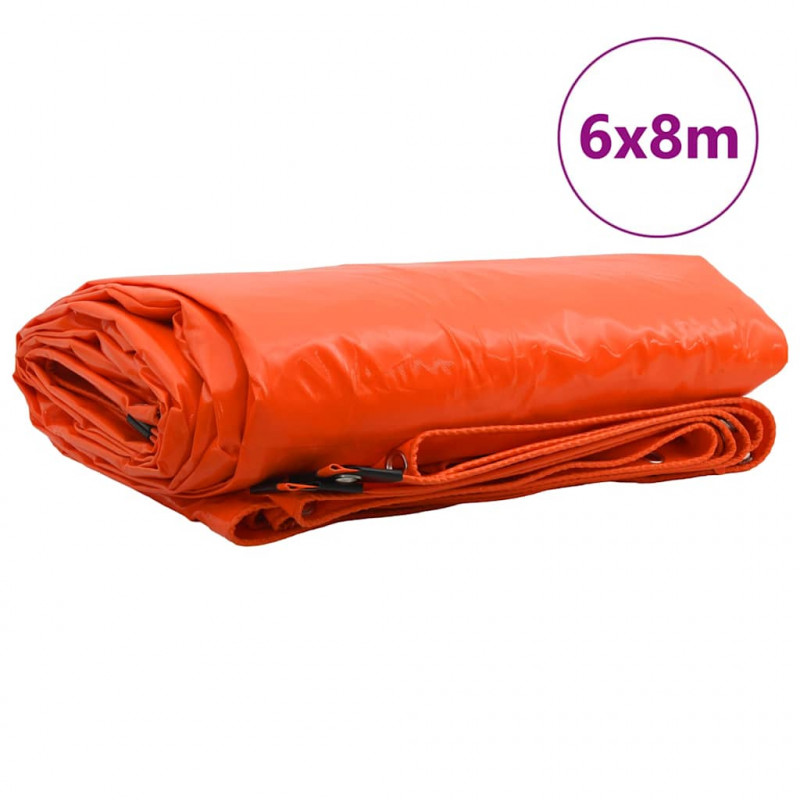 Plandeka 650g / m² Pomarańczowy 6 x 8 m Płótno z powłoką PVC