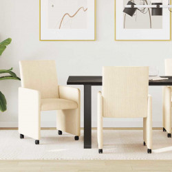 Krzesełka jadalne na kółkach 2 pcs Kremowy 57 x 66 x 94 cm