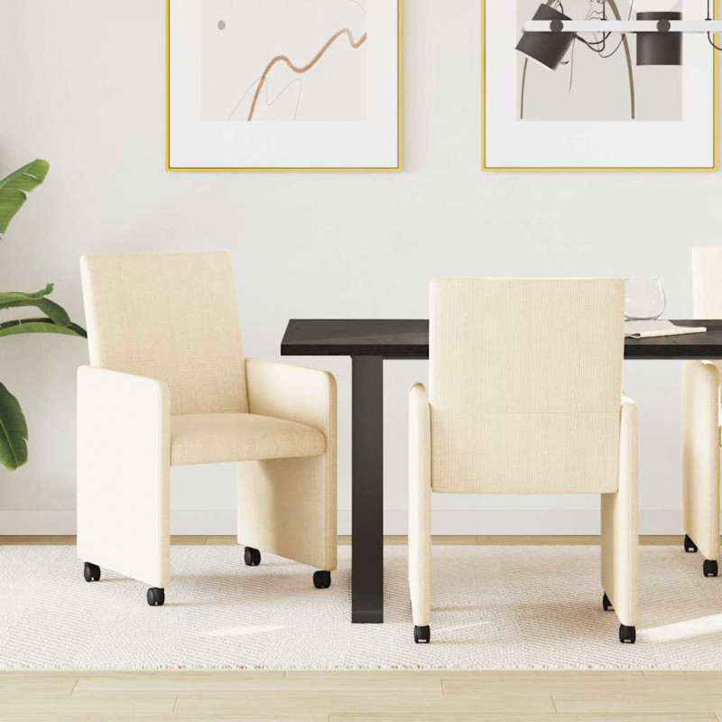 Krzesełka jadalne na kółkach 2 pcs Kremowy 57 x 66 x 94 cm