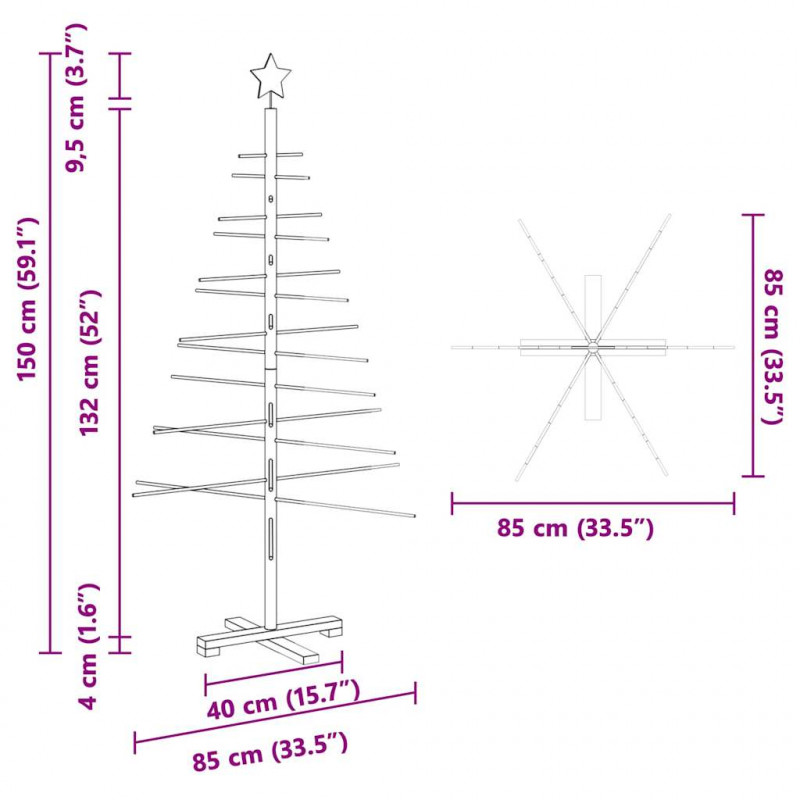 Drewniana choinka z podstawą Brązowy 150 cm Bambus