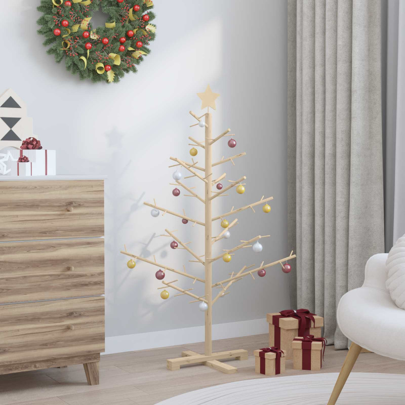 Drewniana choinka Naturalny 125 cm Lite drewno sosnowe
