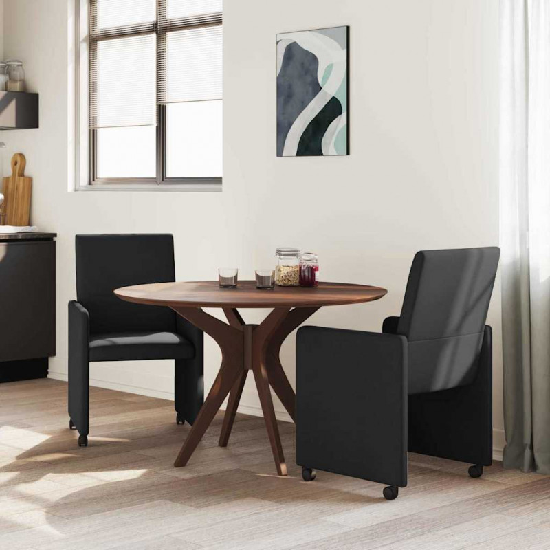 Krzesełka jadalne na kółkach 2 pcs Czarny 57 x 66 x 94 cm