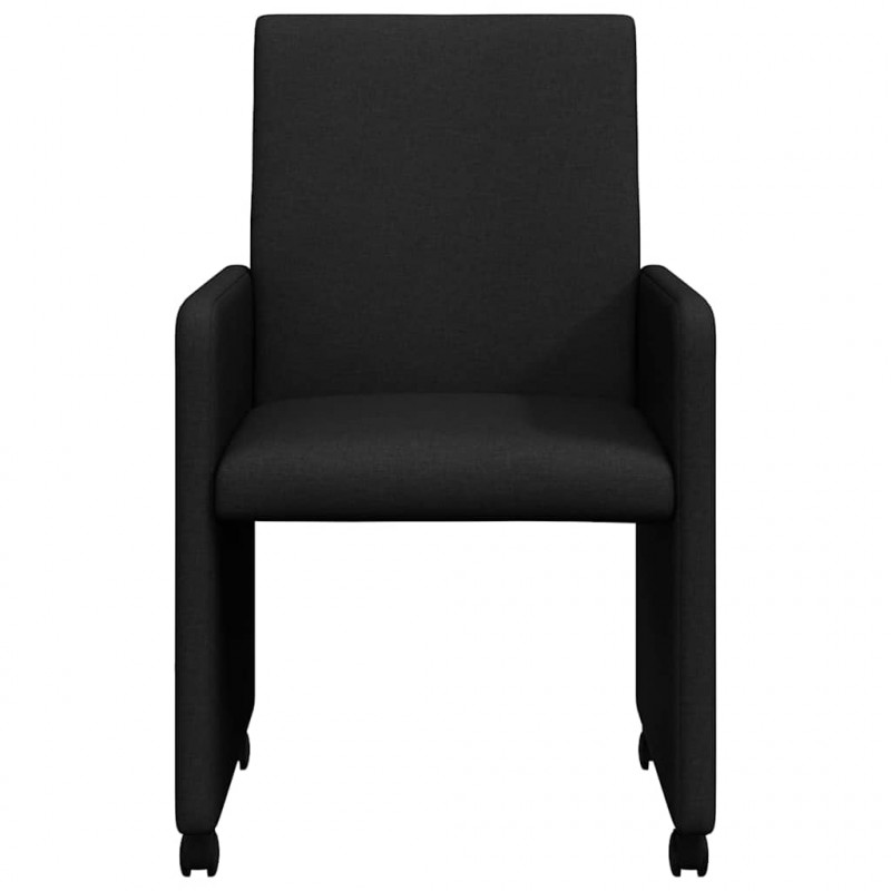 Krzesełka jadalne na kółkach 2 pcs Czarny 57 x 66 x 94 cm