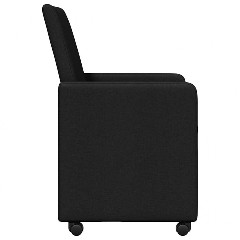 Krzesełka jadalne na kółkach 2 pcs Czarny 57 x 66 x 94 cm