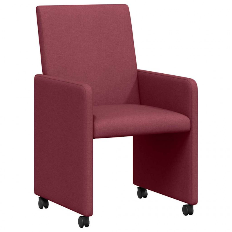 Krzesełka jadalne na kółkach 2 pcs czerwone wino tkanina