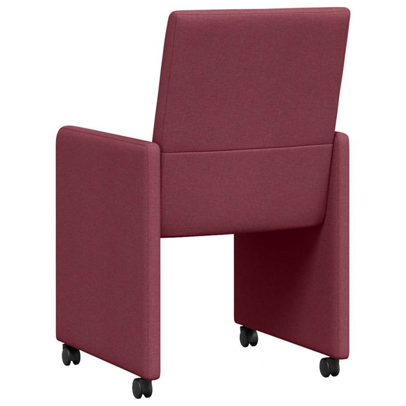 Krzesełka jadalne na kółkach 2 pcs czerwone wino tkanina
