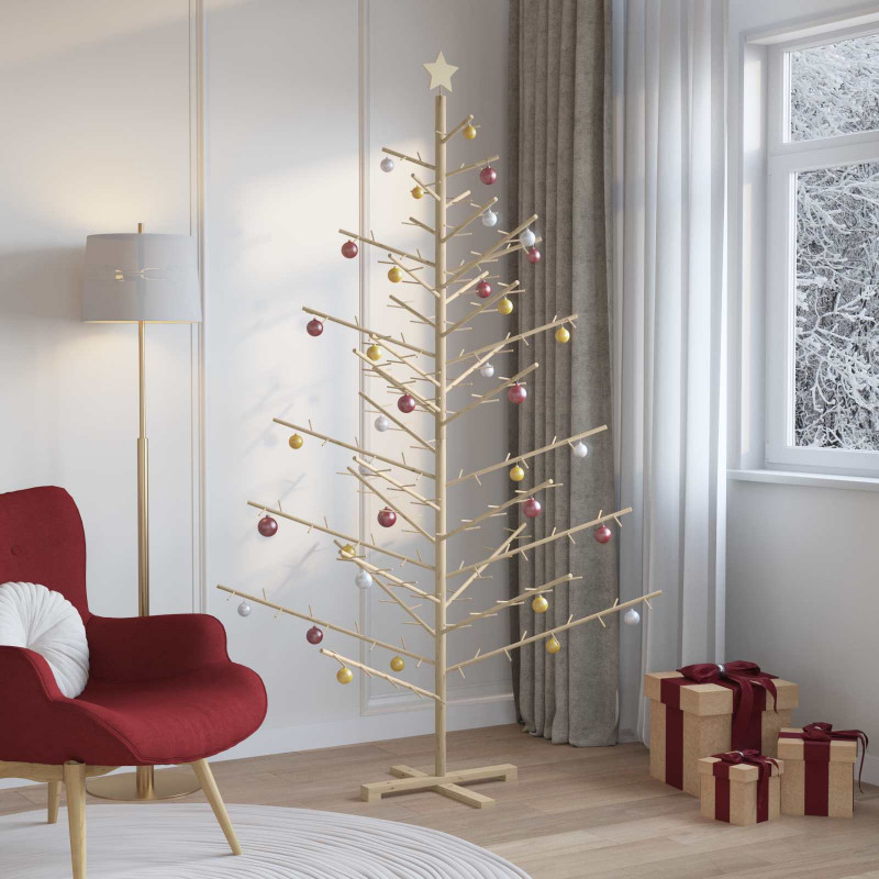 Drewniana choinka Naturalny 210 cm Lite drewno sosnowe