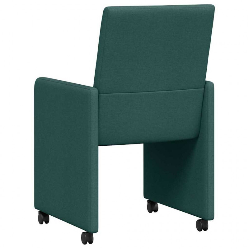 Krzesełka jadalne na kółkach 2 pcs Ciemna zieleń tkanina