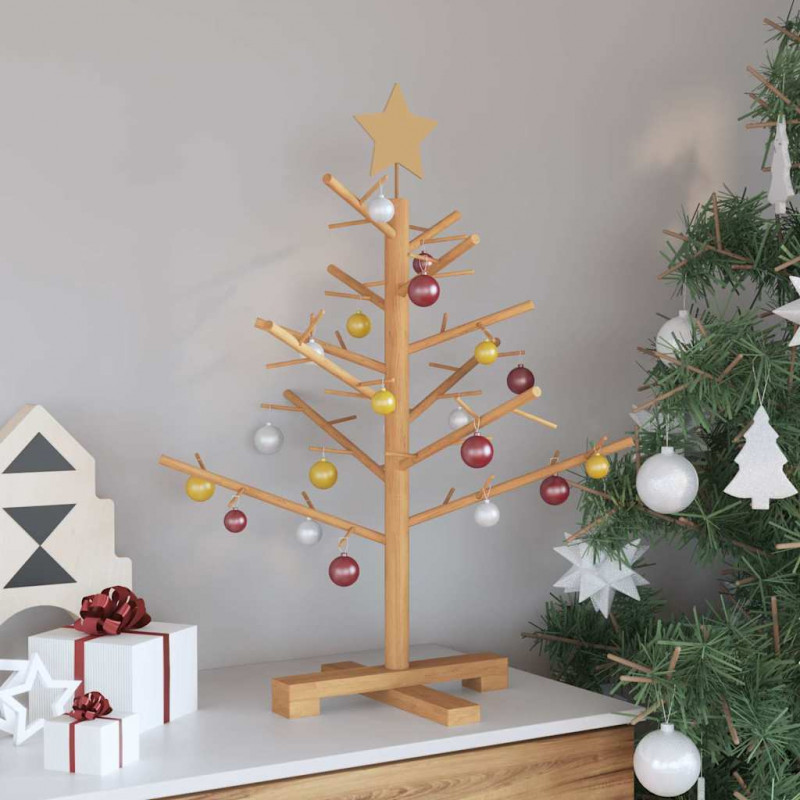 Drewniana choinka z podstawą Brązowy 75 cm Lite drewno sosnowe
