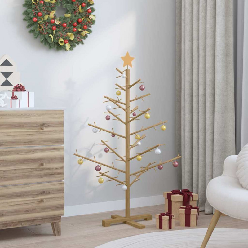 Drewniana choinka z podstawą Brązowy 125 cm Lite drewno sosnowe
