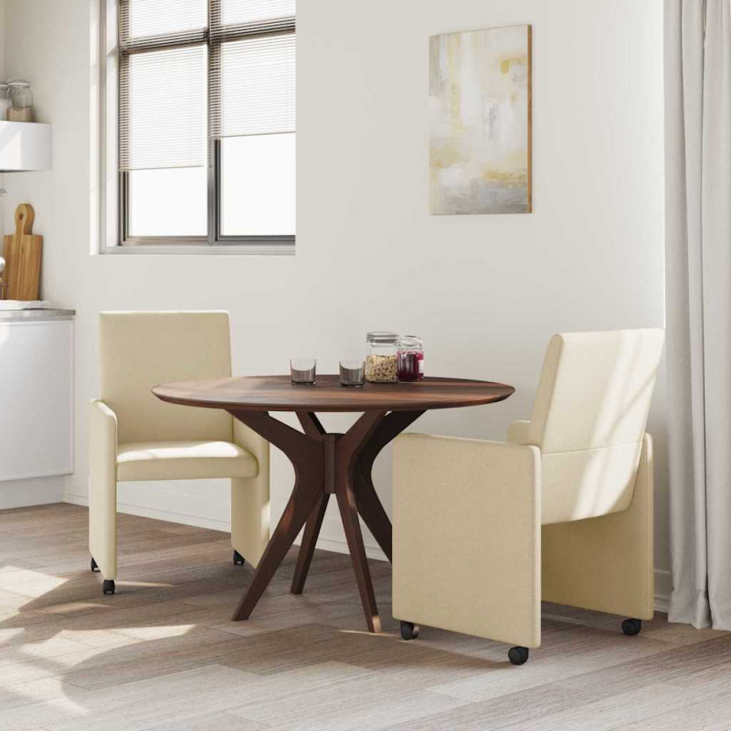 Krzesełka jadalne na kółkach 2 pcs Kremowy 57 x 66 x 94 cm
