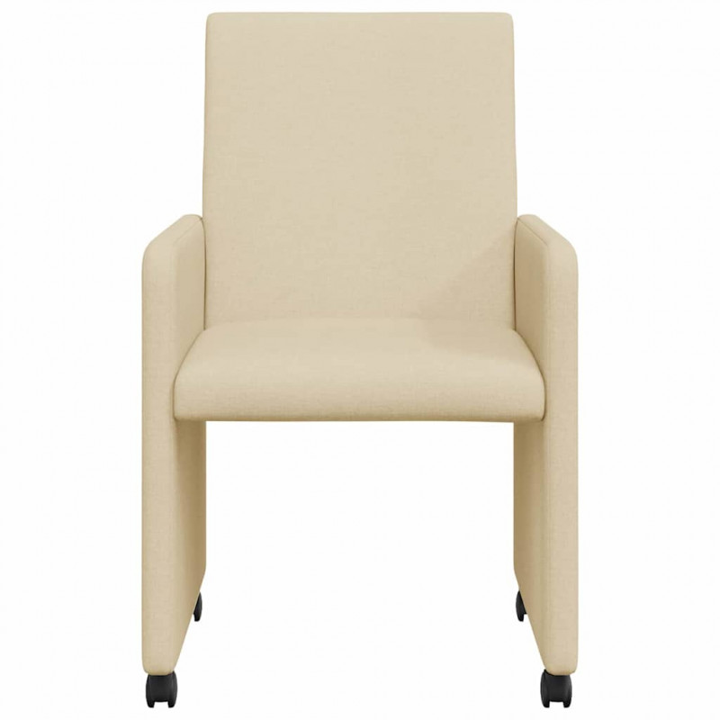 Krzesełka jadalne na kółkach 2 pcs Kremowy 57 x 66 x 94 cm