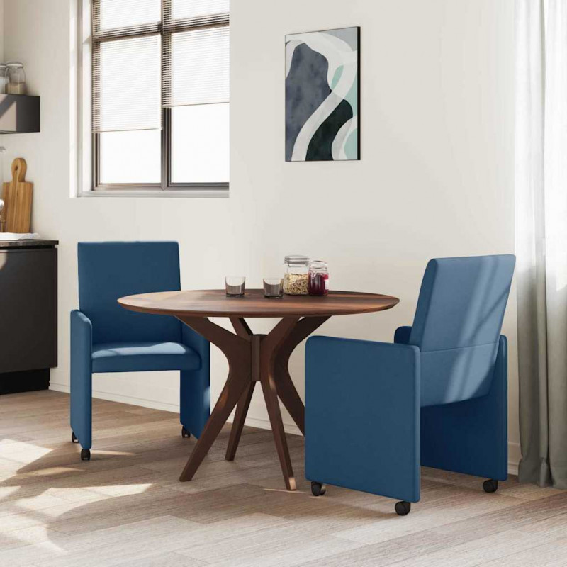 Krzesełka jadalne na kółkach 2 pcs Niebieski 57 x 66 x 94 cm