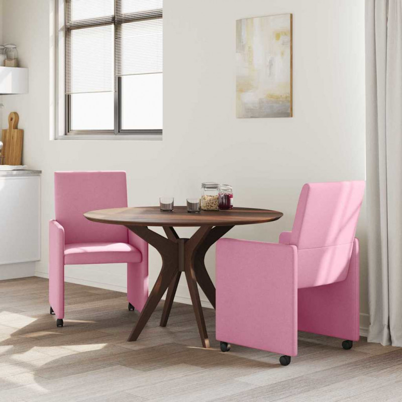 Krzesełka jadalne na kółkach 2 pcs Różowy 57 x 66 x 94 cm