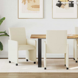 Krzesełka jadalne na kółkach 2 pcs Kremowy 57 x 66 x 94 cm