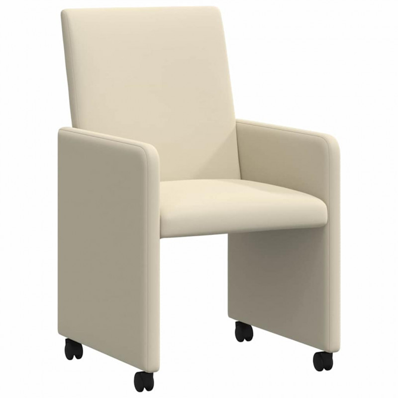 Krzesełka jadalne na kółkach 2 pcs Kremowy 57 x 66 x 94 cm