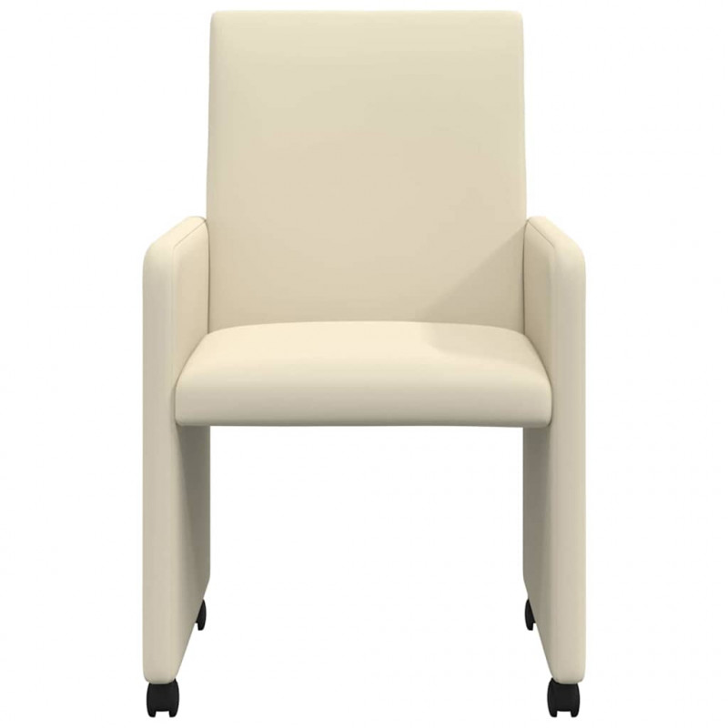 Krzesełka jadalne na kółkach 2 pcs Kremowy 57 x 66 x 94 cm