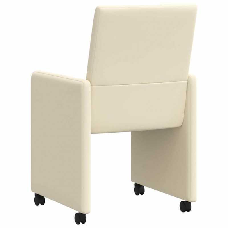 Krzesełka jadalne na kółkach 2 pcs Kremowy 57 x 66 x 94 cm