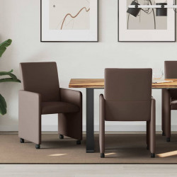 Krzesełka jadalne na kółkach 2 pcs Brązowy 57 x 66 x 94 cm