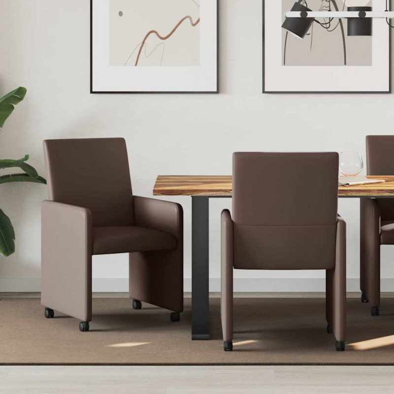 Krzesełka jadalne na kółkach 2 pcs Brązowy 57 x 66 x 94 cm
