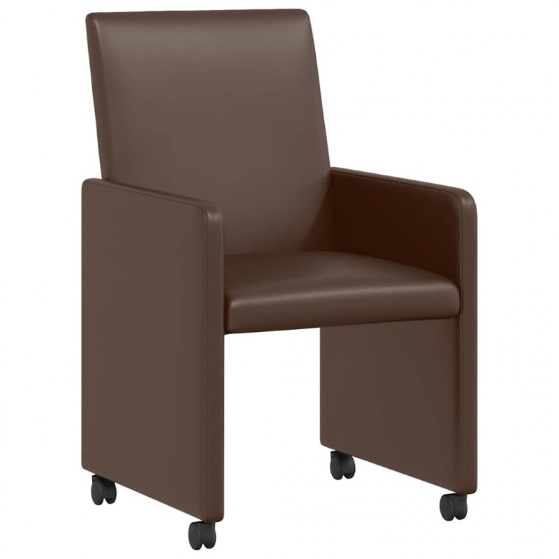 Krzesełka jadalne na kółkach 2 pcs Brązowy 57 x 66 x 94 cm